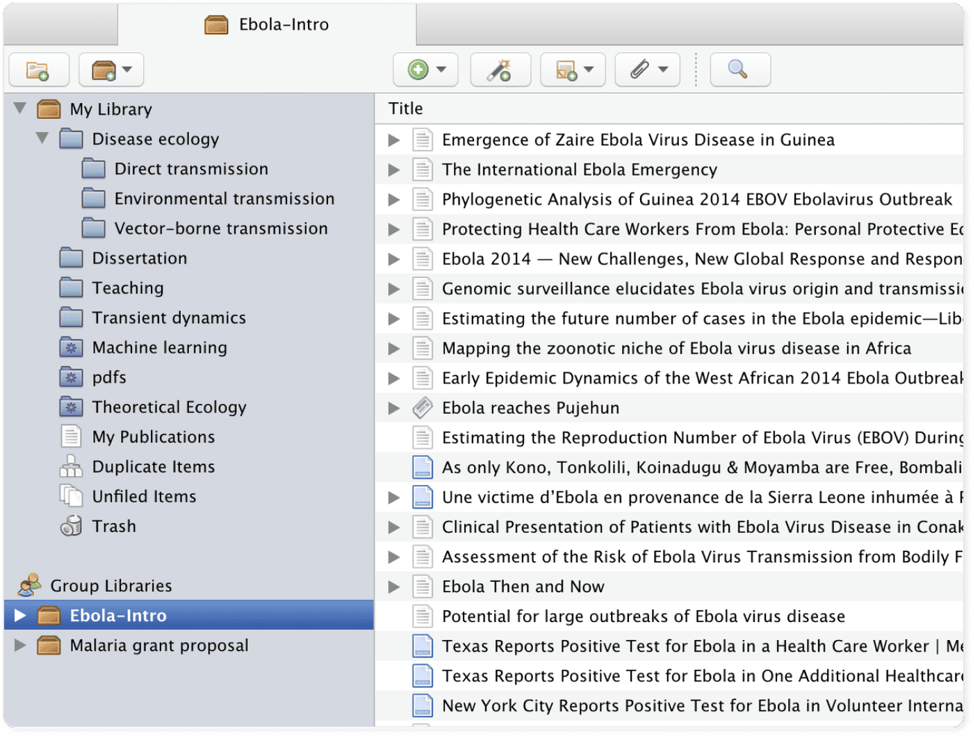 Zotero's separate group libraries